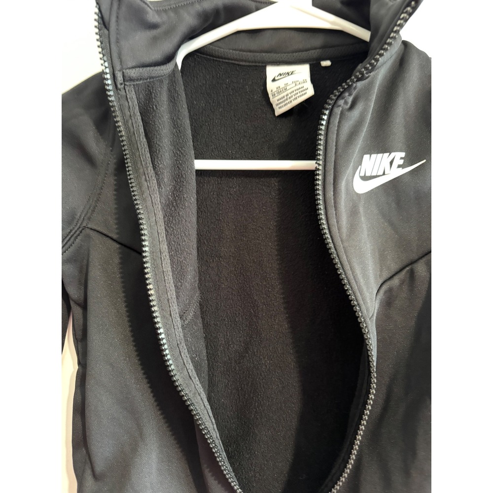 Nike Sportswear Full Zip Track Jacket Boys Size 4 Black Fleece Lined Logo - Picture 2 of 4